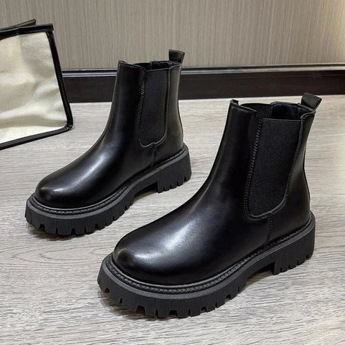 Black Chelsea Boots Women Chunky Sole