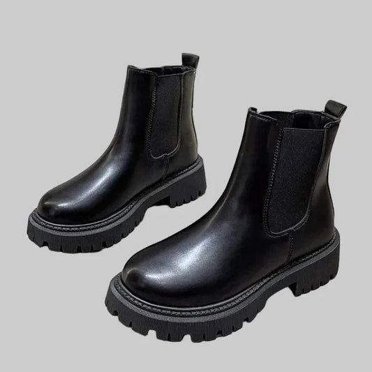Black Chelsea Boots Women Chunky Sole view 2