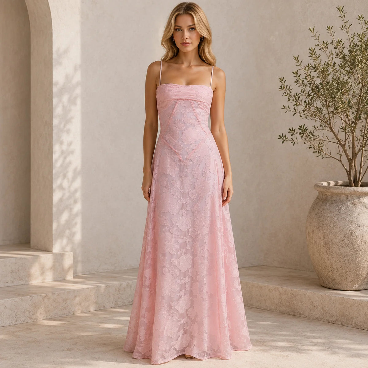 Corset Maxi Dress Black Bustier Style view 3