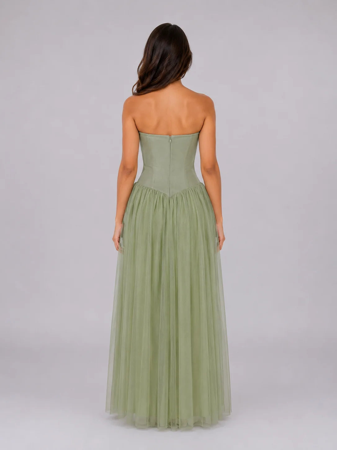 Corset Gown Sage Green Tulle view 2