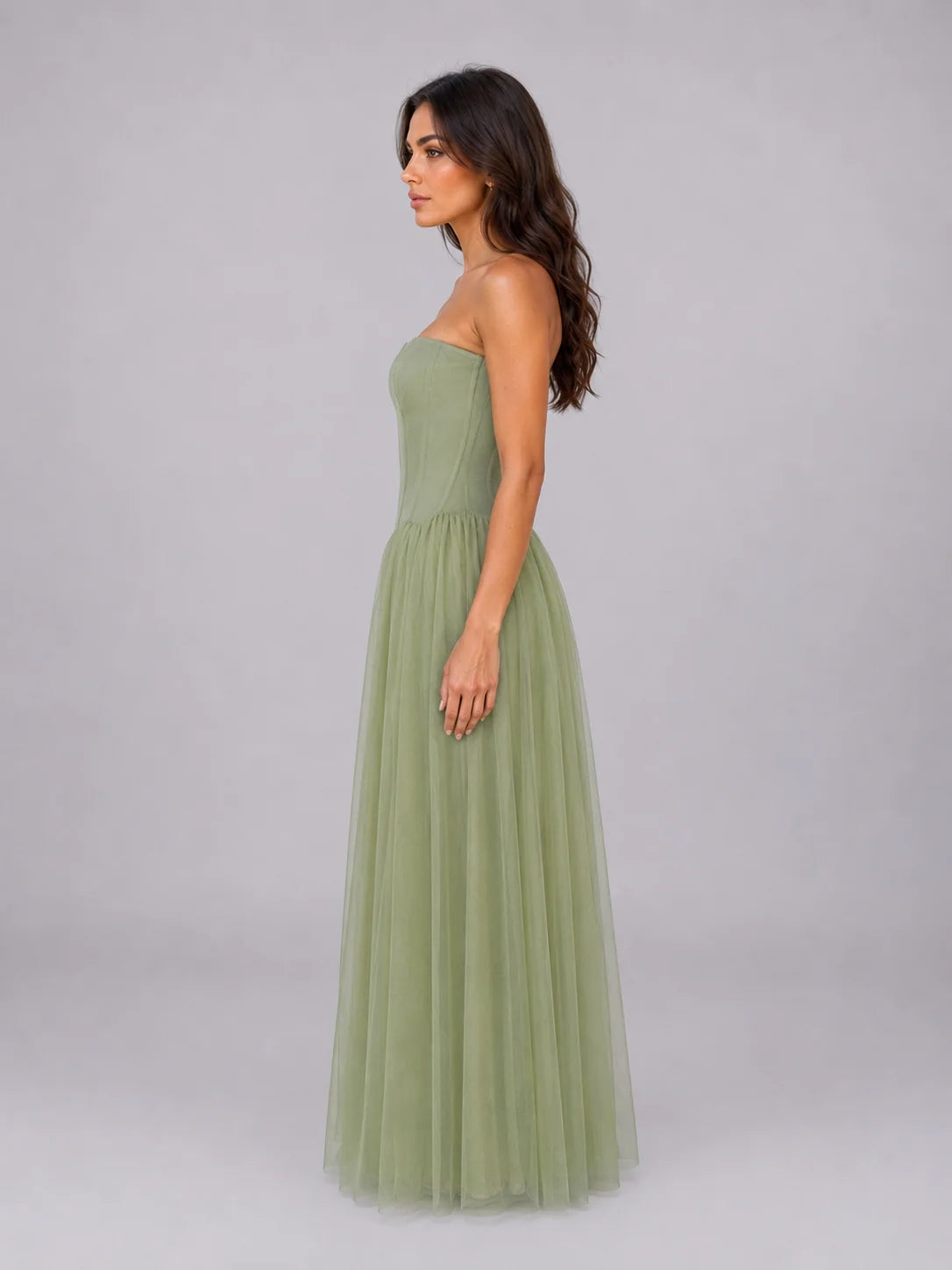 Corset Gown Sage Green Tulle view 3