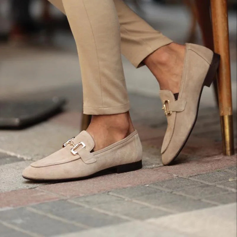 Men's Loafer Shoes Beige Horsebit Suede-Look view 4