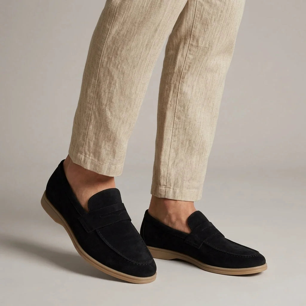 Men's Penny Loafers Taupe Suede-Look view 2