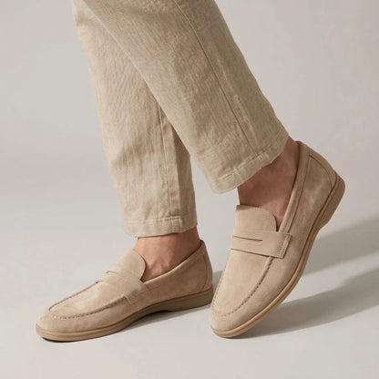 Men's Penny Loafers Taupe Suede-Look view 3