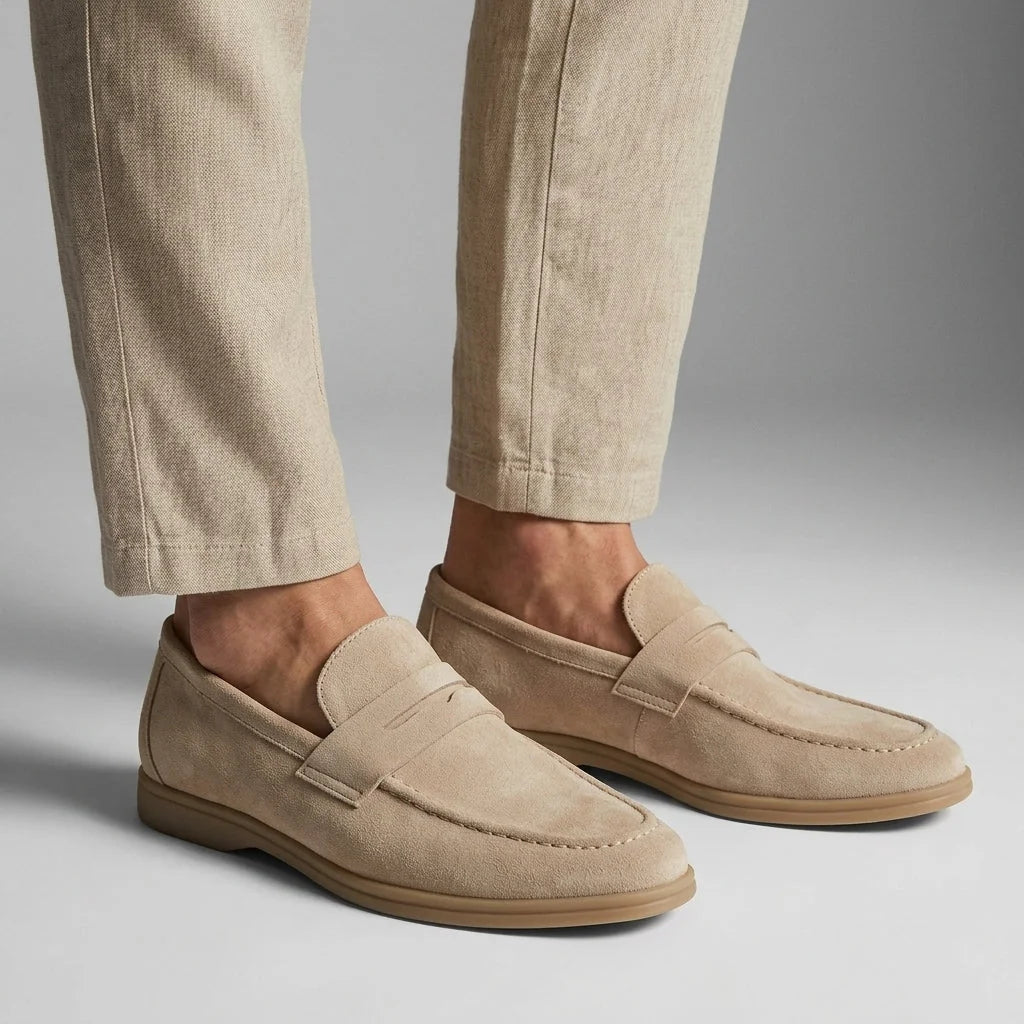 Men's Penny Loafers Taupe Suede-Look view 4