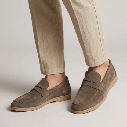 Men's Penny Loafers Taupe Suede-Look