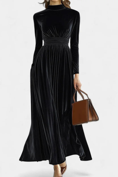 Caramel Long Sleeve Velvet Maxi Dress view 7