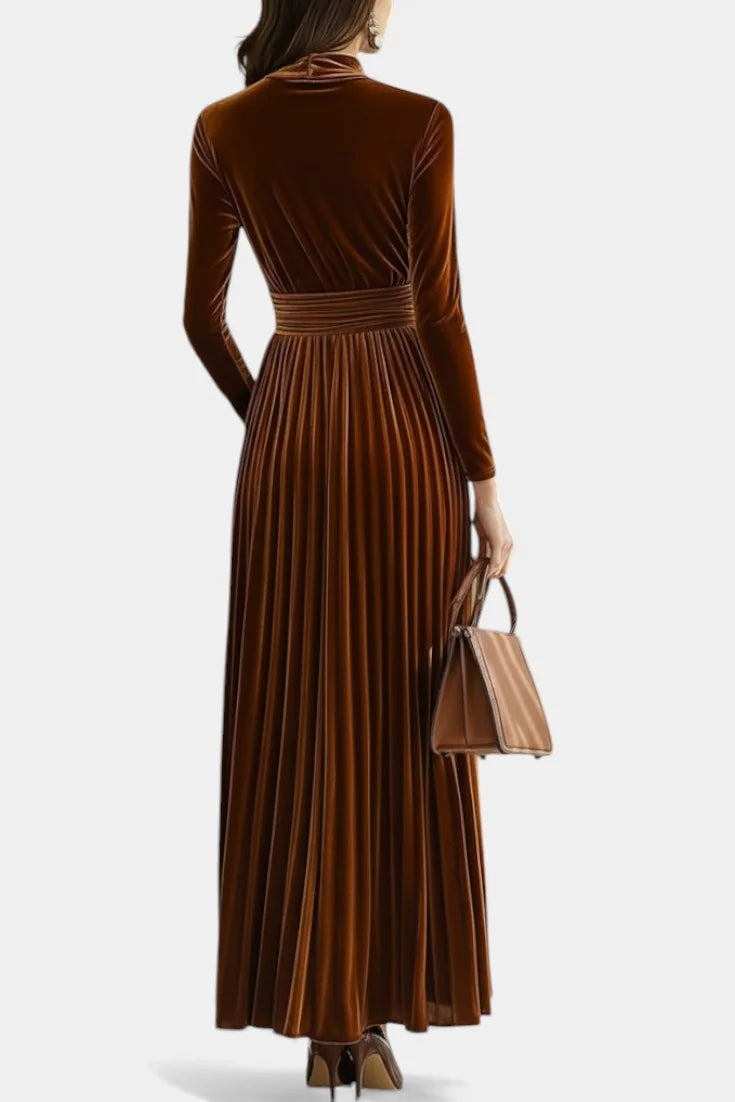 Caramel Long Sleeve Velvet Maxi Dress view 3