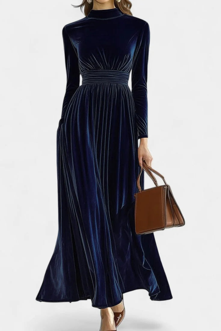 Caramel Long Sleeve Velvet Maxi Dress view 5