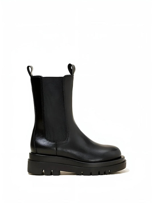 Black Chelsea Boots Women Platform Sole - Black