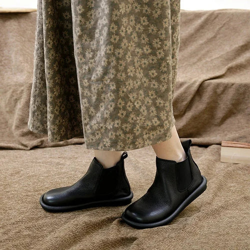 Black Chelsea Boots Women Round Toe