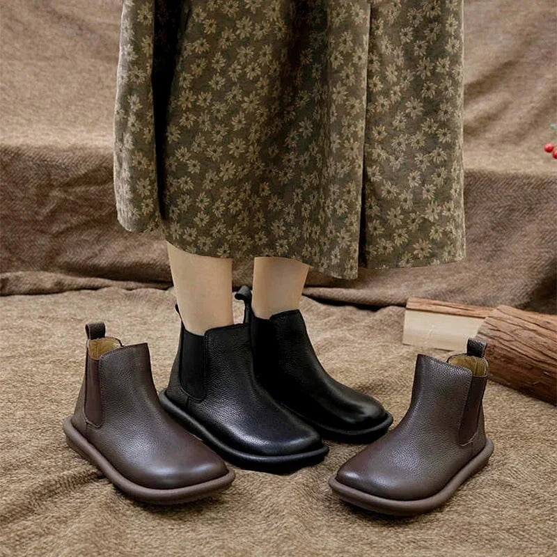 Black Chelsea Boots Women Round Toe - Black