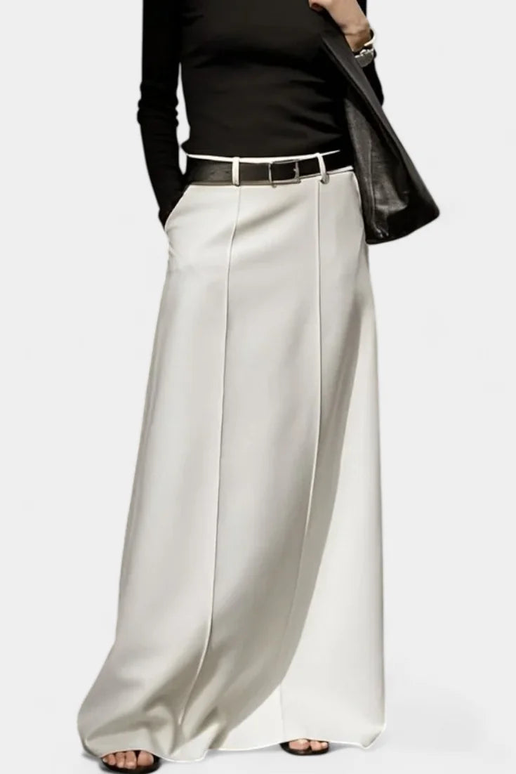 Maxi Skirt Black High Waist Palazzo - White