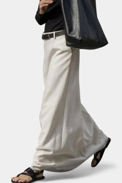 Maxi Skirt Black High Waist Palazzo - White