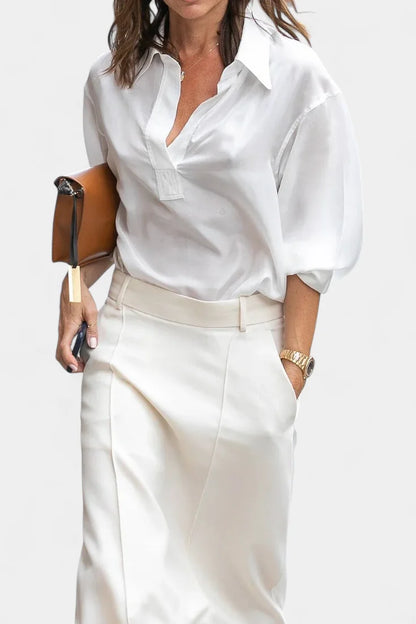 Maxi Skirt Black High Waist Palazzo - White