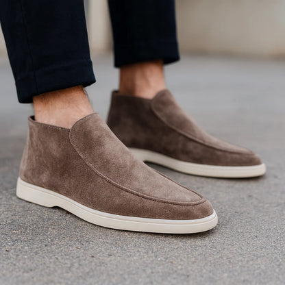 Men's Loafers Black Suede Slip-On - Black