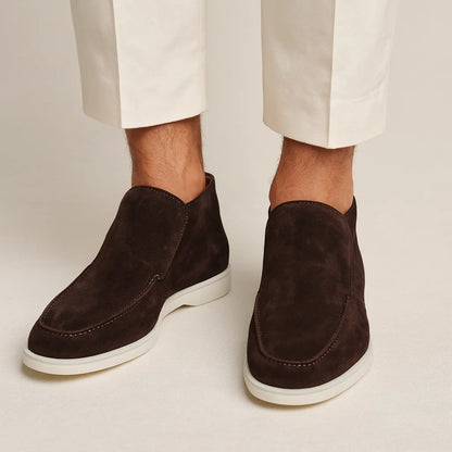 Men's Loafers Black Suede Slip-On - Grey