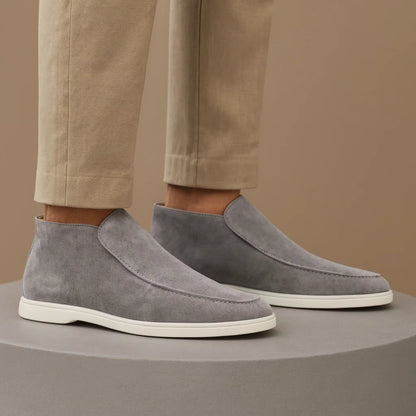 Men's Loafers Black Suede Slip-On - Grey
