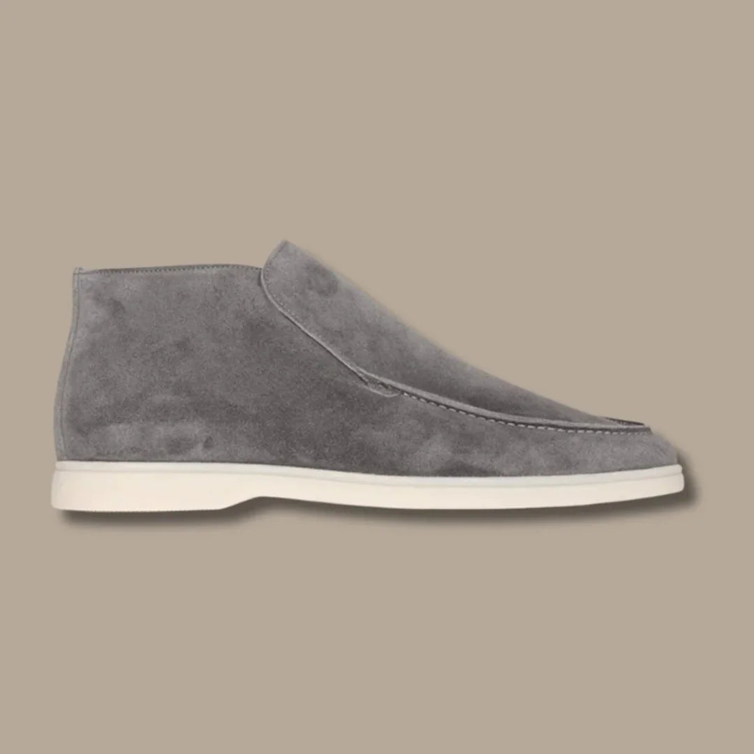 Men's Loafers Black Suede Slip-On - Grey