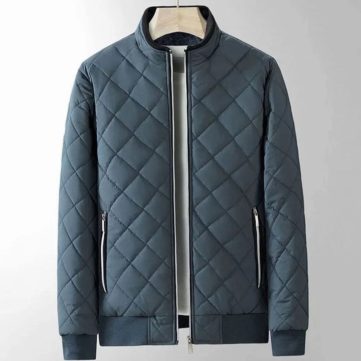 Men's Puffer Jacket Grey Diamond Quilted - Grey