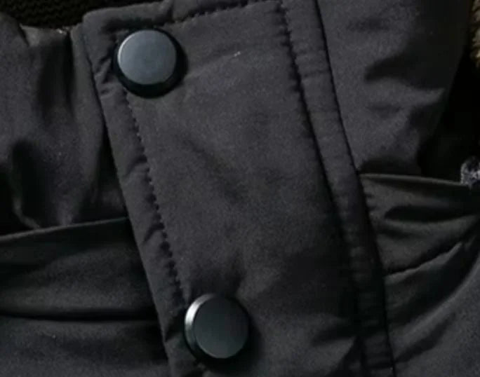 Men's Winter Jacket Black Faux Fur Hood - Blue