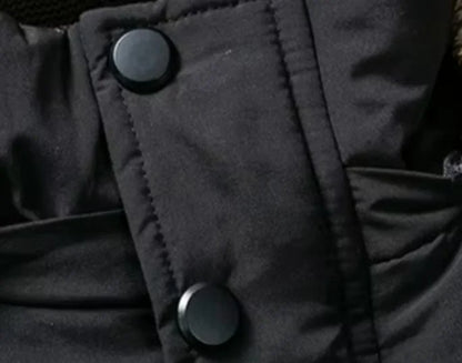 Men's Winter Jacket Black Faux Fur Hood - Blue