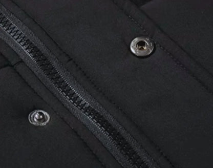Men's Winter Jacket Black Faux Fur Hood - Blue