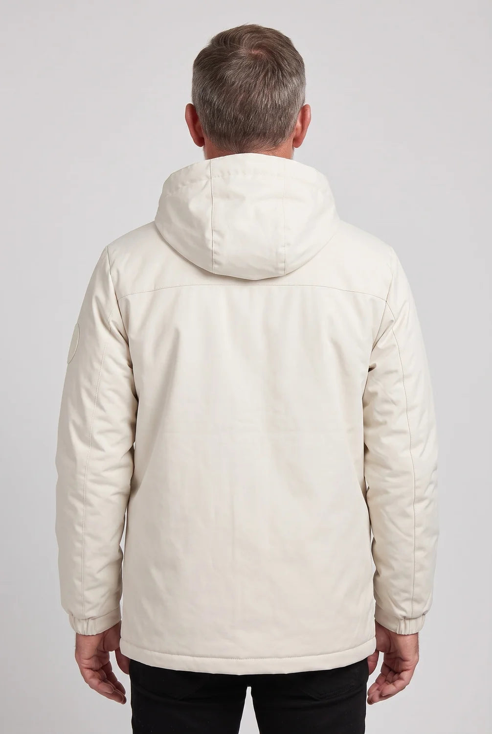 Men's Winter Jacket Black Utility Hood - White