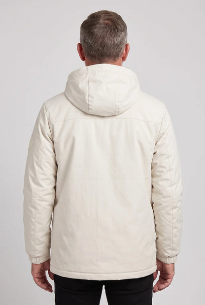 Men's Winter Jacket Black Utility Hood - White