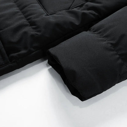 Men's Winter Jacket Grey Long Parka - Black