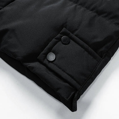 Men's Winter Jacket Grey Long Parka - Black
