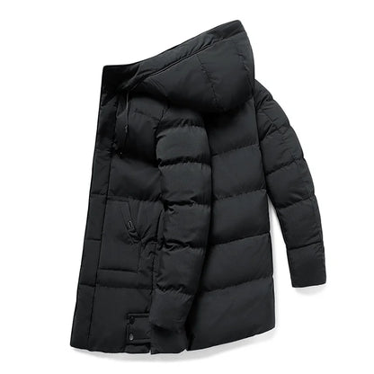 Men's Winter Jacket Grey Long Parka - Black