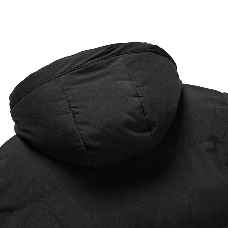 Men's Winter Jacket Grey Long Parka - Black