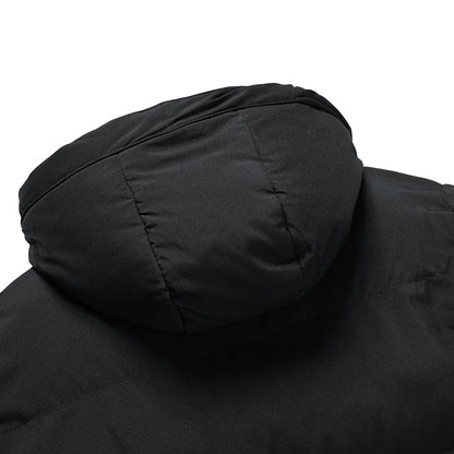 Men's Winter Jacket Grey Long Parka - Black