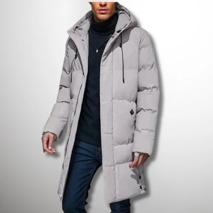 Men's Winter Jacket Grey Long Parka - Grey