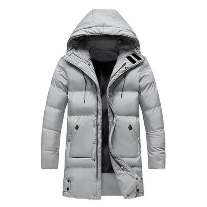 Men's Winter Jacket Grey Long Parka - Grey