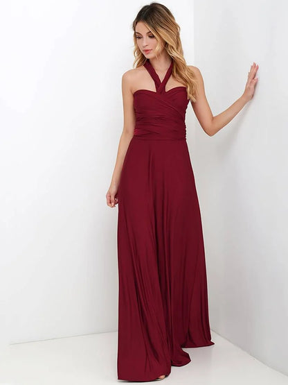 Wedding Guest Dress Black Backless Halter - Dark Red