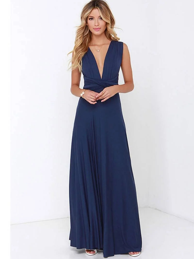 Wedding Guest Dress Black Backless Halter - Navy Blue