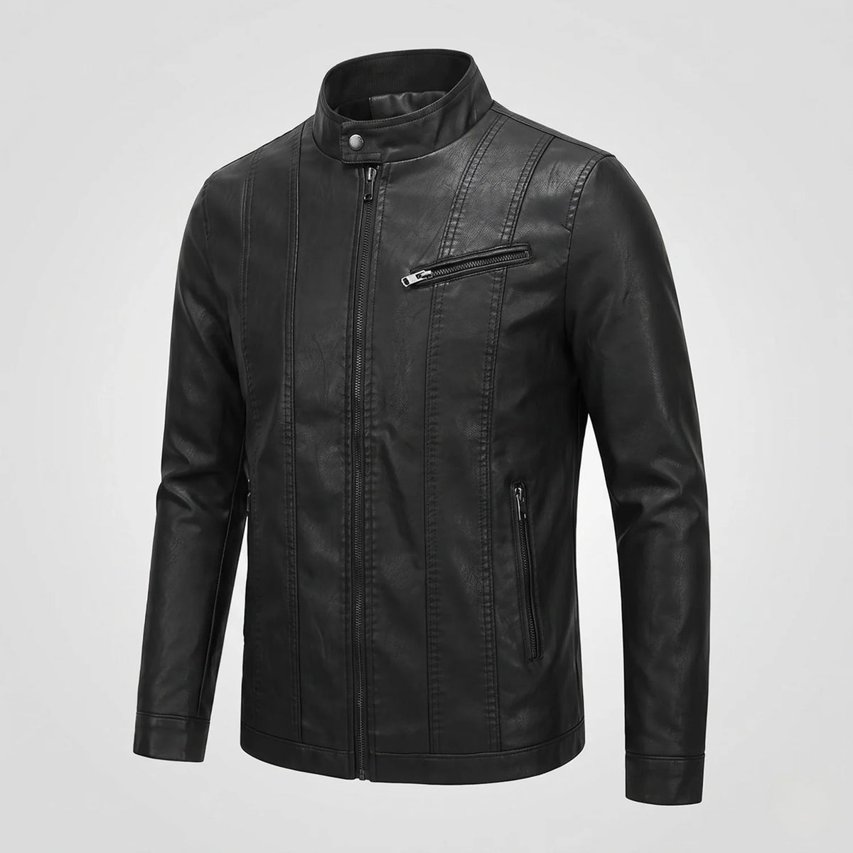 Men’s Biker Jacket Seams — Black