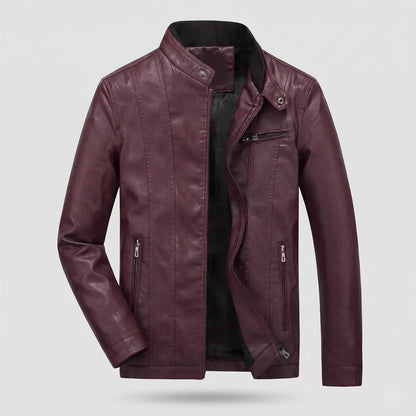 Men’s Biker Jacket Seams — Burgundy