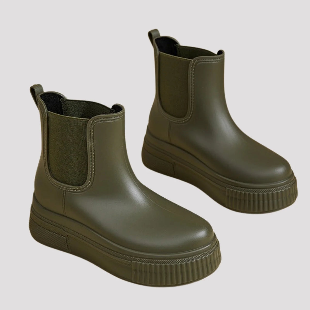 Chelsea Boots Women Ribbed Platform — Green
