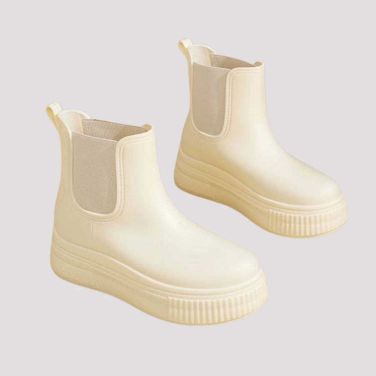 Chelsea Boots Women White Ribbed Platform — White — view 1