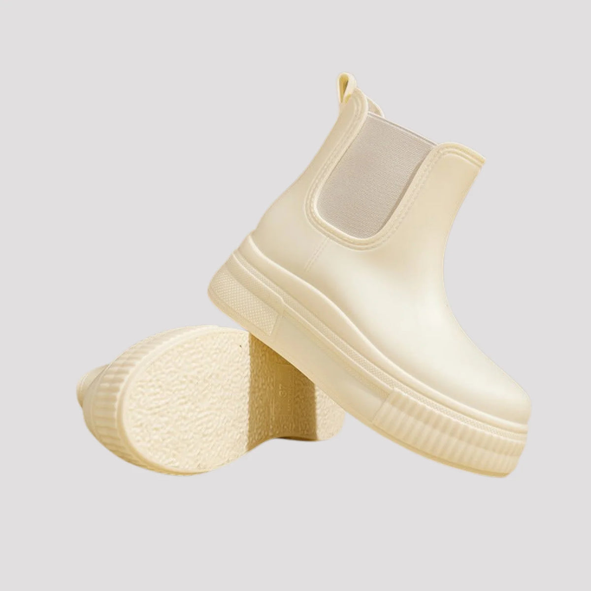 Chelsea Boots Women White Ribbed Platform — White — view 3