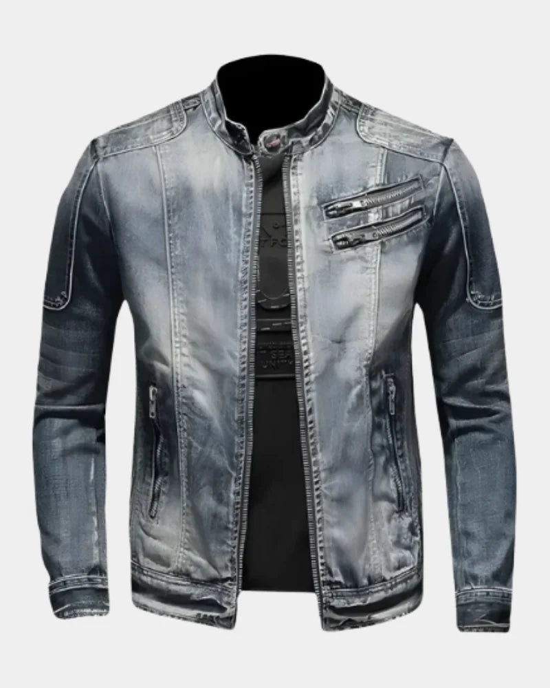 Men’s Biker Jacket Grey Washed Finish — competitor gallery view 4