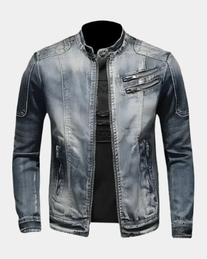 Men’s Biker Jacket Grey Washed Finish — competitor gallery view 4