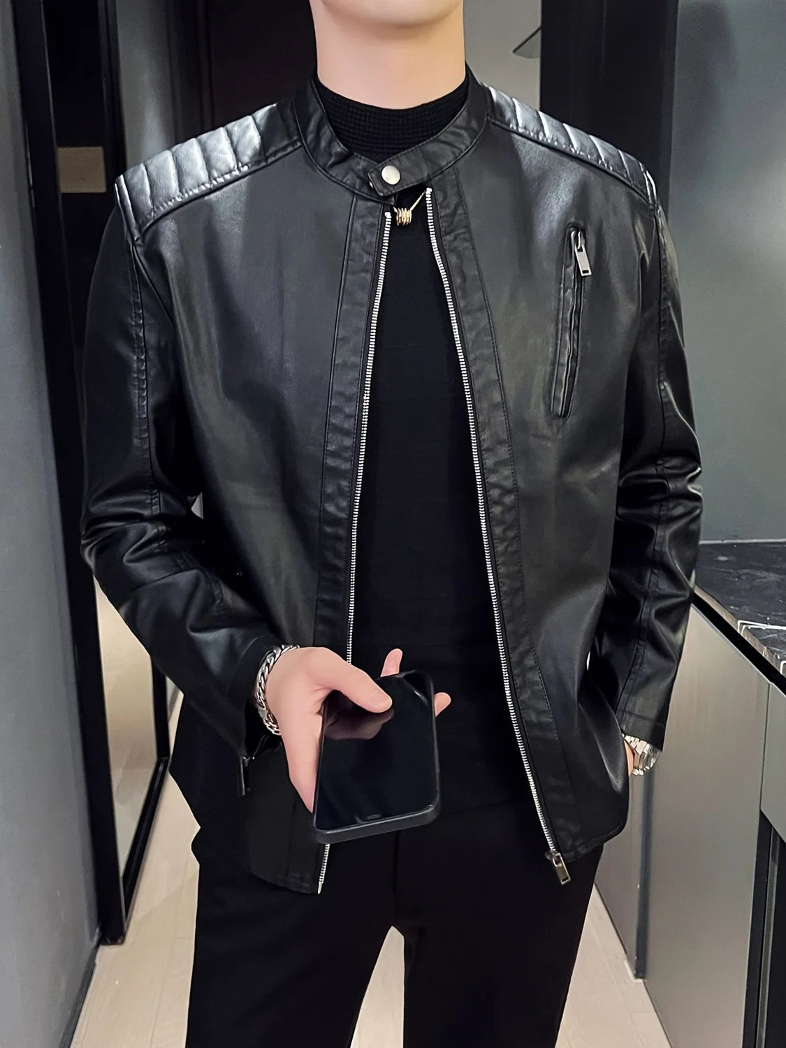 Men’s Biker Jacket Stitched Shoulders — competitor gallery view 10