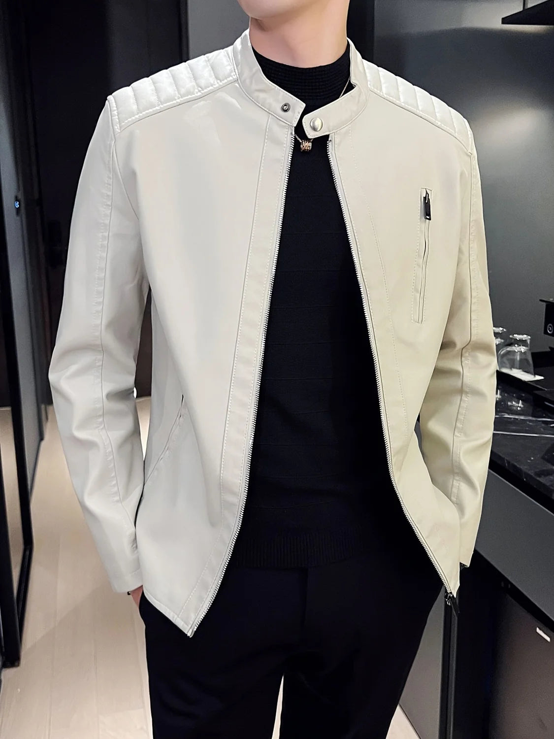 Men’s Biker Jacket Stitched Shoulders — competitor gallery view 11