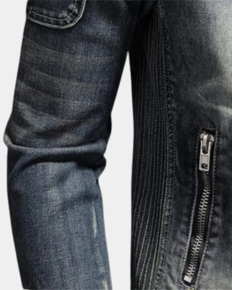 Men’s Biker Jacket Grey Washed Finish — Grey — view 4