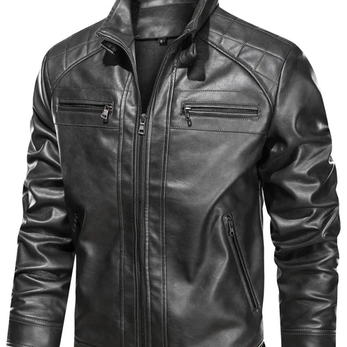Men’s Biker Jacket Black Waist Tabs