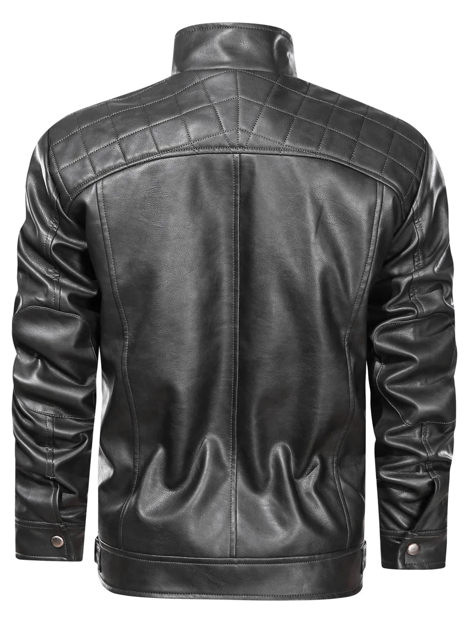 Men’s Biker Jacket Black Waist Tabs — Black — view 2